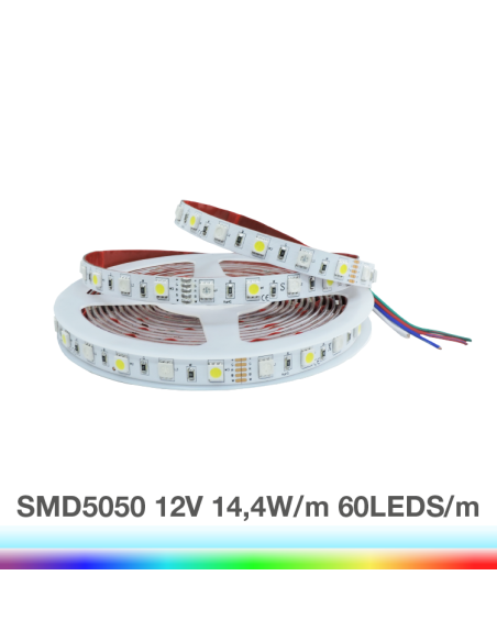 Tira LED SMD5050, 12V 12W/M, 60 LEDs/M, 5m