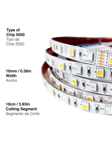 Tira LED SMD5050 12V 12W/m, 60 LEDs/m, 5m