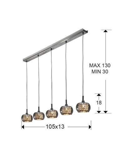 LÁMPARA ARIAN 5 LUCES DIMABLE