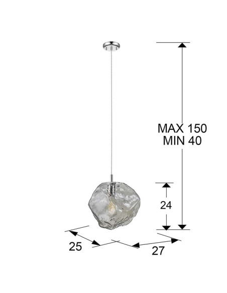 LÁMPARA 1 LUZ Ø27 PETRA CROMO E27