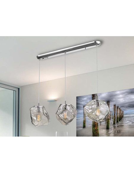 LÁMPARA 3 LUCES PETRA CROMO E27