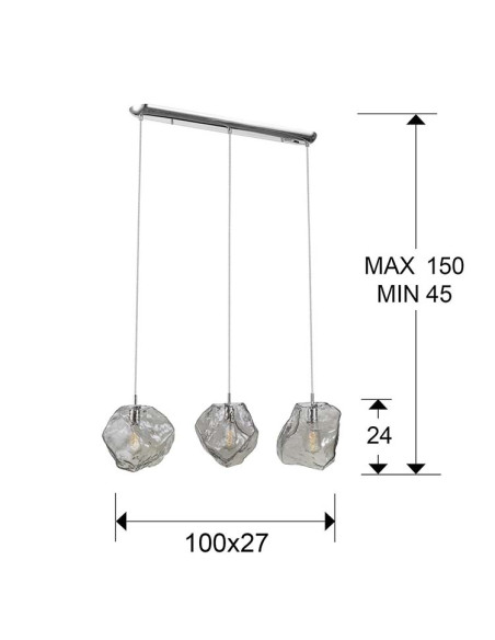 LÁMPARA 3 LUCES PETRA CROMO E27