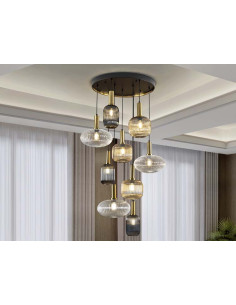 NORMA LÁMPARA 9 LUCES NEGRO LATON