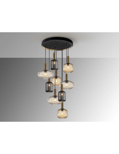 NORMA LÁMPARA 9 LUCES NEGRO LATON