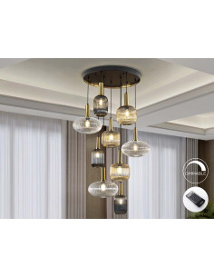 NORMA LÁMPARA 9 LUCES NEGRO LATON DIMABLE