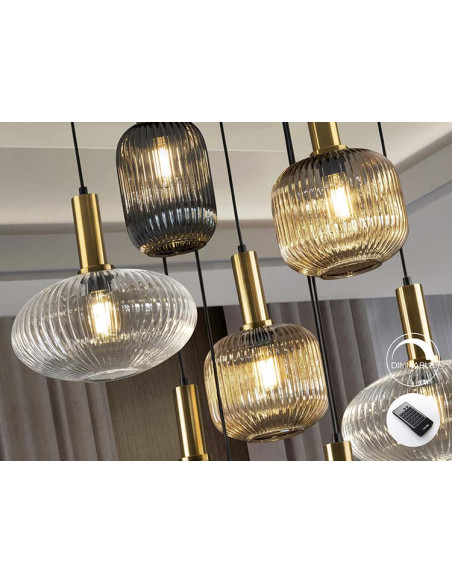 NORMA LÁMPARA 9 LUCES NEGRO LATON DIMABLE