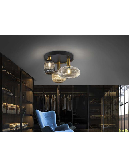 NORMA PLAFÓN 3 LUCES NEGRO LATON