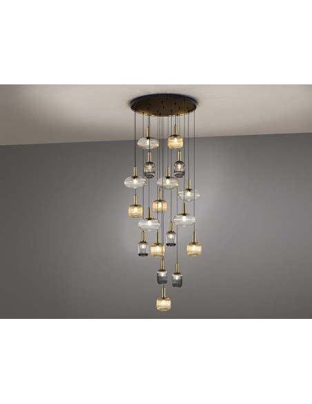 NORMA LÁMPARA 18 LUCES NEGRO LATON