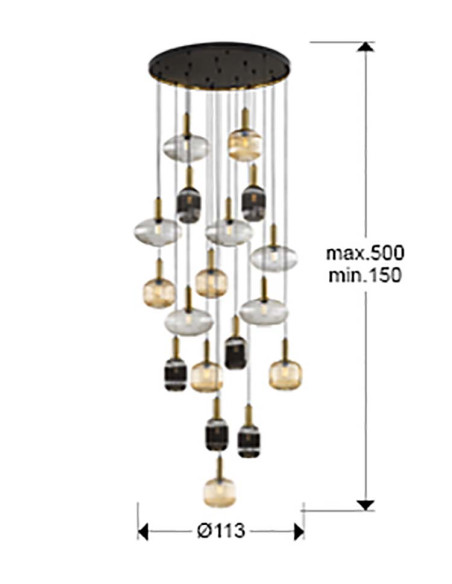 NORMA LÁMPARA 18 LUCES NEGRO LATON