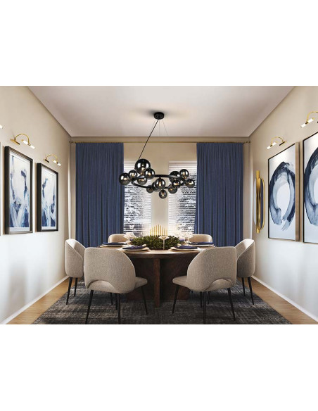 LÁMPARA 14 LUCES ASTROS NEGRO