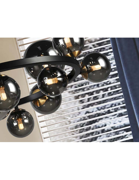 LÁMPARA 14 LUCES ASTROS NEGRO