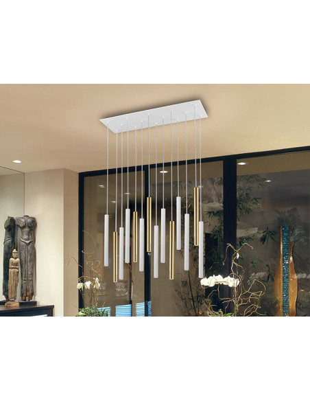 LÁMPARA VARAS 14 LUCES DIMABLE