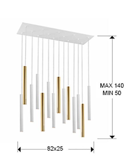 LÁMPARA VARAS 14 LUCES DIMABLE