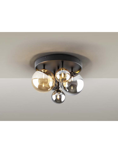 DARK PLAFÓN 5 LUCES NEGRO LATON