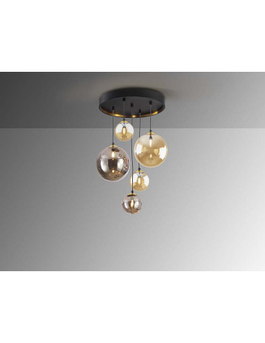 DARK LÁMPARA 5 LUCES NEGRO LATON