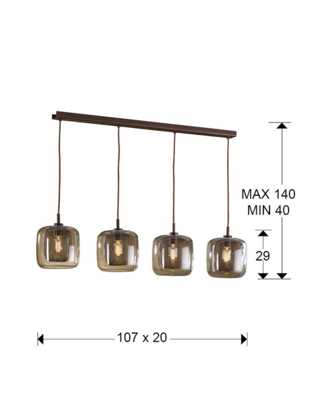LÁMPARA FOX 4 LUCES CHOCOLATE DIMABLE
