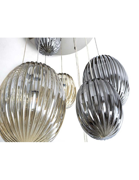 OVILA LÁMPARA 9 LUCES SMOKE COÑAC DIMABLE