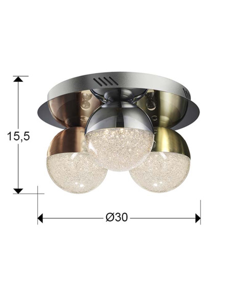PLAFÓN 3 LUCES LED SPHERE COLORØ30