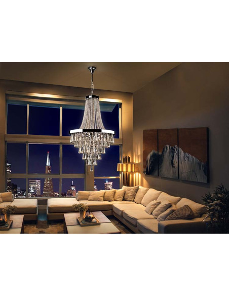 LÁMPARA 22 LUCES PALACE MET Y CRIST