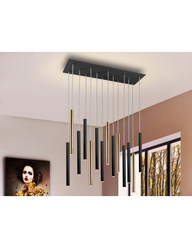 LÁMPARA VARAS 14 LUCES DIMABLE