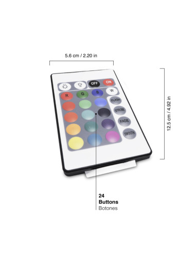 Controlador IR y Control Remoto RGB 24 botones, 12-24V 72-144W 6A