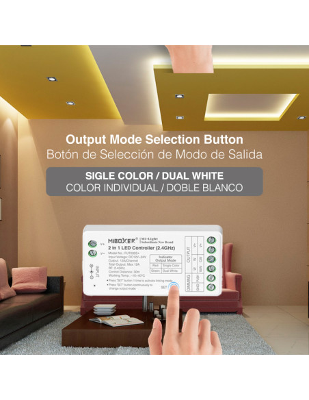 Controlador WIFI LED 2 en 1 Mi-Light 12-24V 12A max 2.4GHz Controlador WIFI LED 2 en 1 Mi-Light 12-24V 12A max 2.4GHz