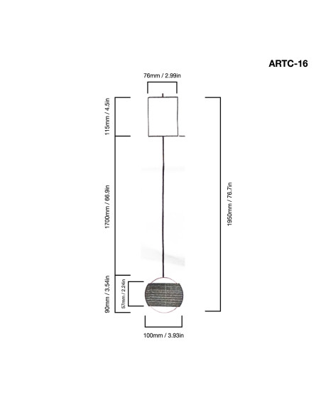 Lámpara Colgante Blanco Diámetro Ø100mm, Blanco Cálido 3000K