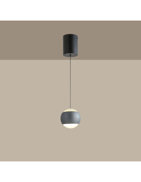 Lámpara Colgante Gris Diámetro Ø100mm, Blanco Cálido 3000K