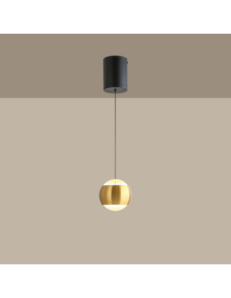 Lámpara Colgante Oro Champagne Diámetro Ø100mm, Blanco Cálido 3000K
