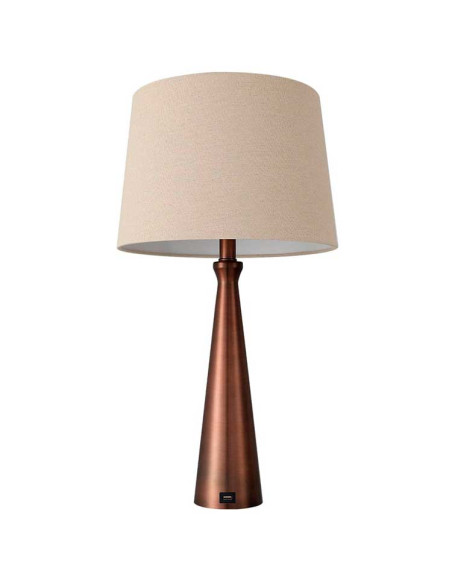 Lámpara de sobremesa Pea metal marrón con USB