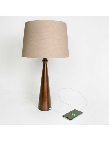 Lámpara de sobremesa Pea metal marrón con USB