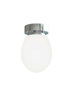 Plafón TAM E14 globo oval cristal blanco satinado