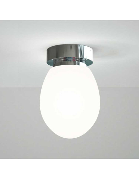 Plafón TAM E14 globo oval cristal blanco satinado
