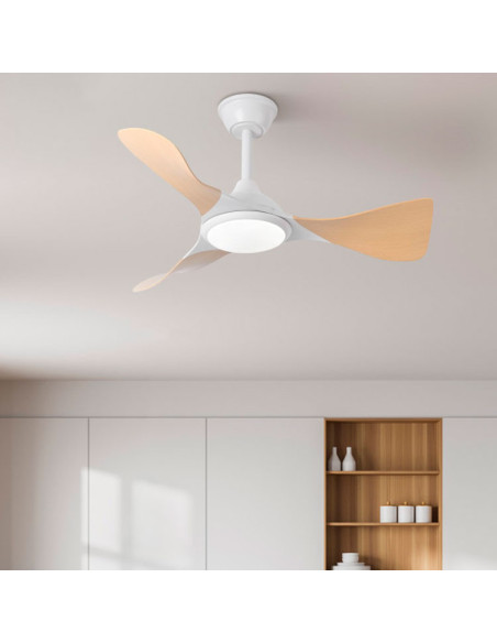 Ventilador de techo motor DC 36W Caiman Blanco y Haya