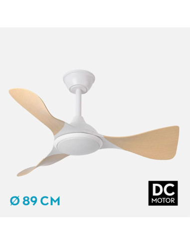 Ventilador de techo motor DC 36W Caiman Blanco y Haya