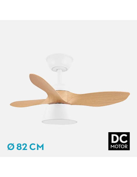 Ventilador de techo motor DC 36W Cúbico Blanco y Haya