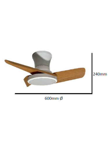 Ventilador 30W Blanco y haya CCT 60cm Sky