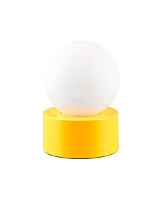 Lámpara de mesa con globo opal para E14 (no incluida) base amarilla
