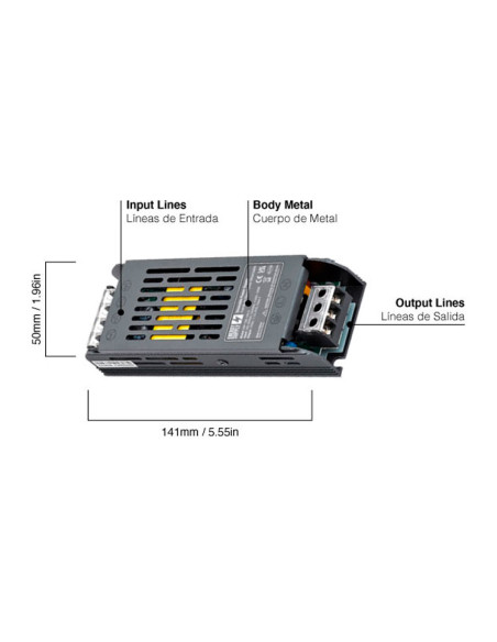 Fuente de Alimentación Switching Metálica 24V 76,8W 3,2A Interior