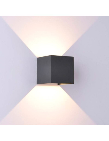 Aplique LED 10W Bidireccional Exterior. Blanco Cálido. Aluminio. Negro