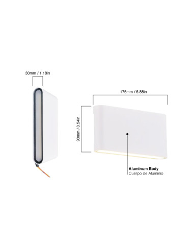 Luminaria Exterior Bidireccional Blanco Neutro 2x6W IP54