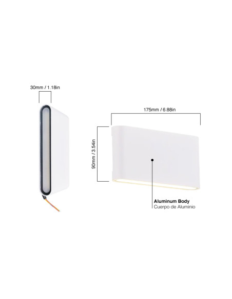 Luminaria Exterior Bidireccional Blanco Neutro 2x6W IP54