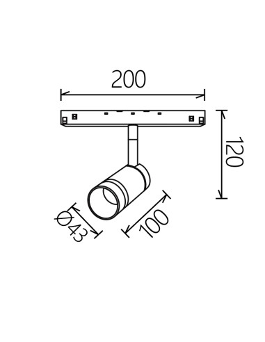 Foco para carril magnético Downlight MAGNETO Negro y Oro