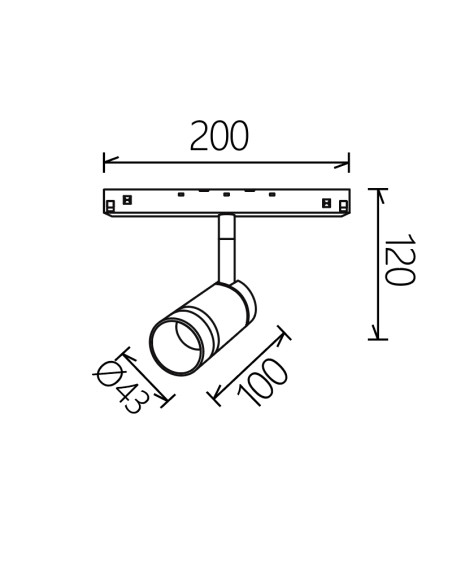 Foco para carril magnético Downlight MAGNETO Negro