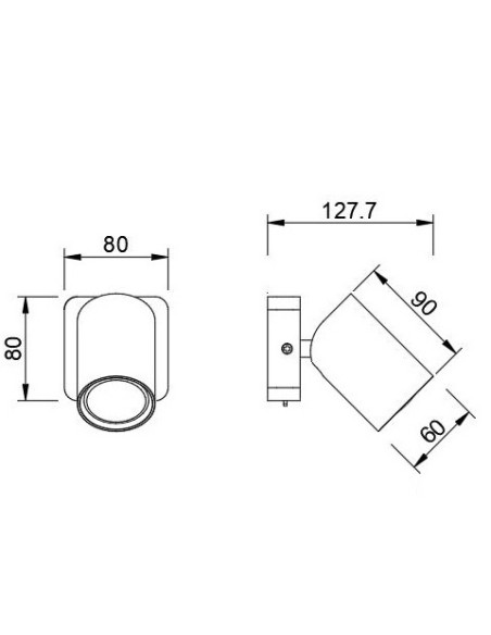 Aplique de Pared SAL para GU10. Con interruptor.