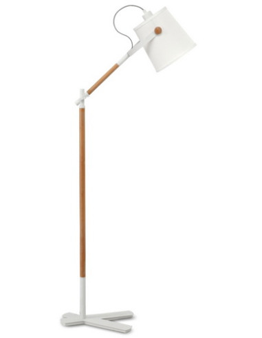 Lámpara de pie NORDICA Blanco y Madera para E27