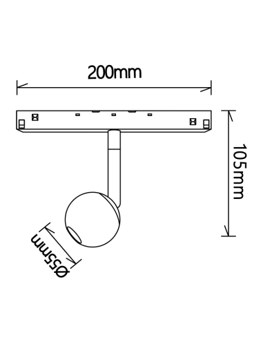 Foco para carril magnético Downlight MAGNETO Negro