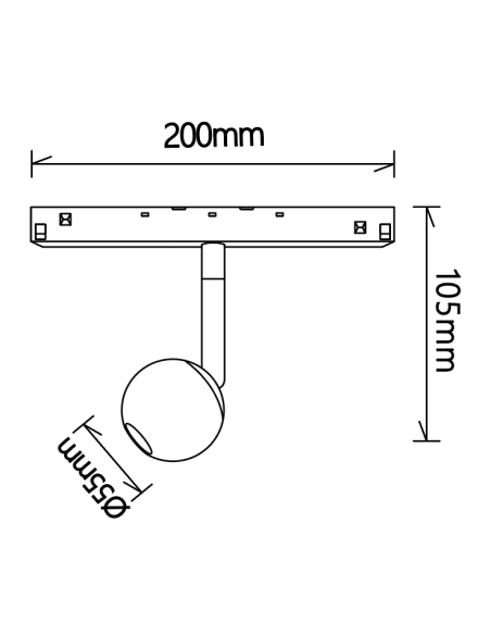 Foco para carril magnético Downlight MAGNETO Negro