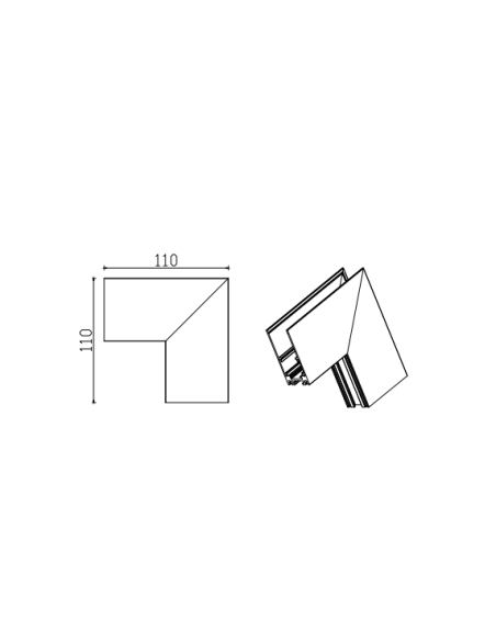 Conexión Superficie en L 90º para carril magnético MAGNETO Negro