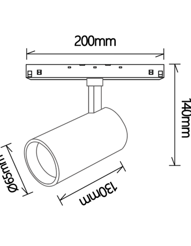 Foco para carril magnético Downlight MAGNETO Negro